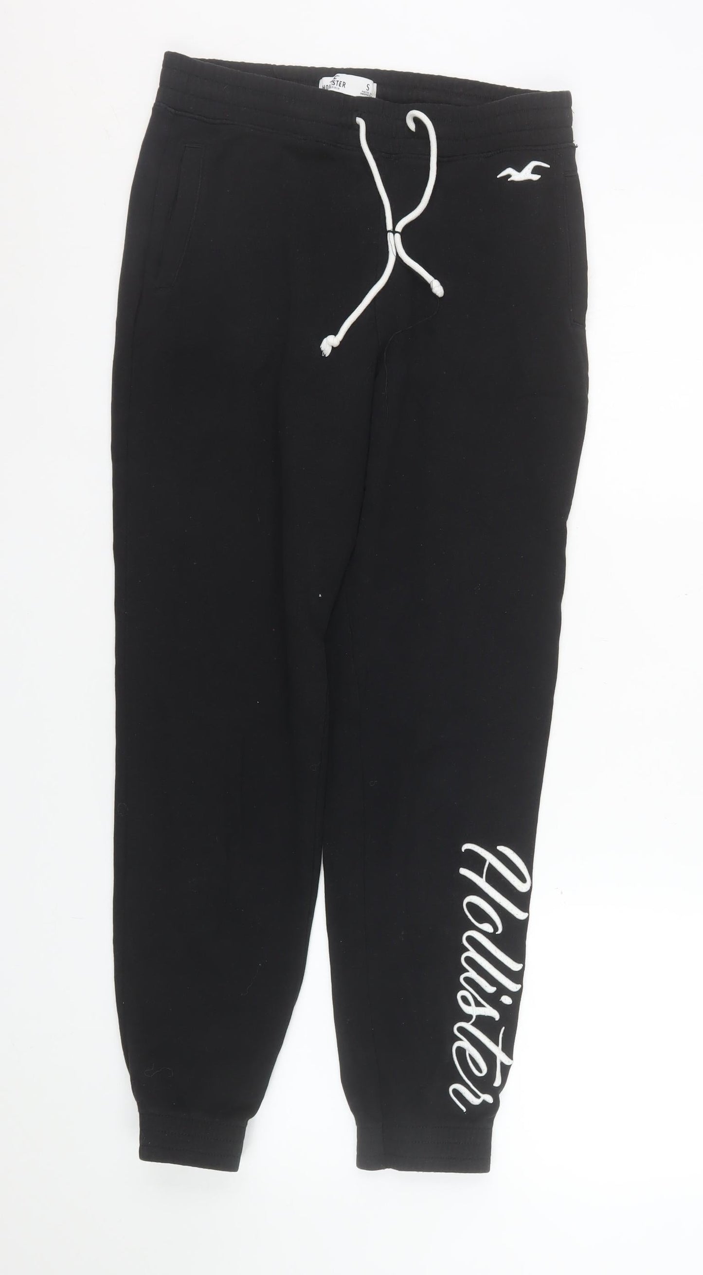 Womens UK Size S Hollister Regular Fit Jogger Black Trousers
