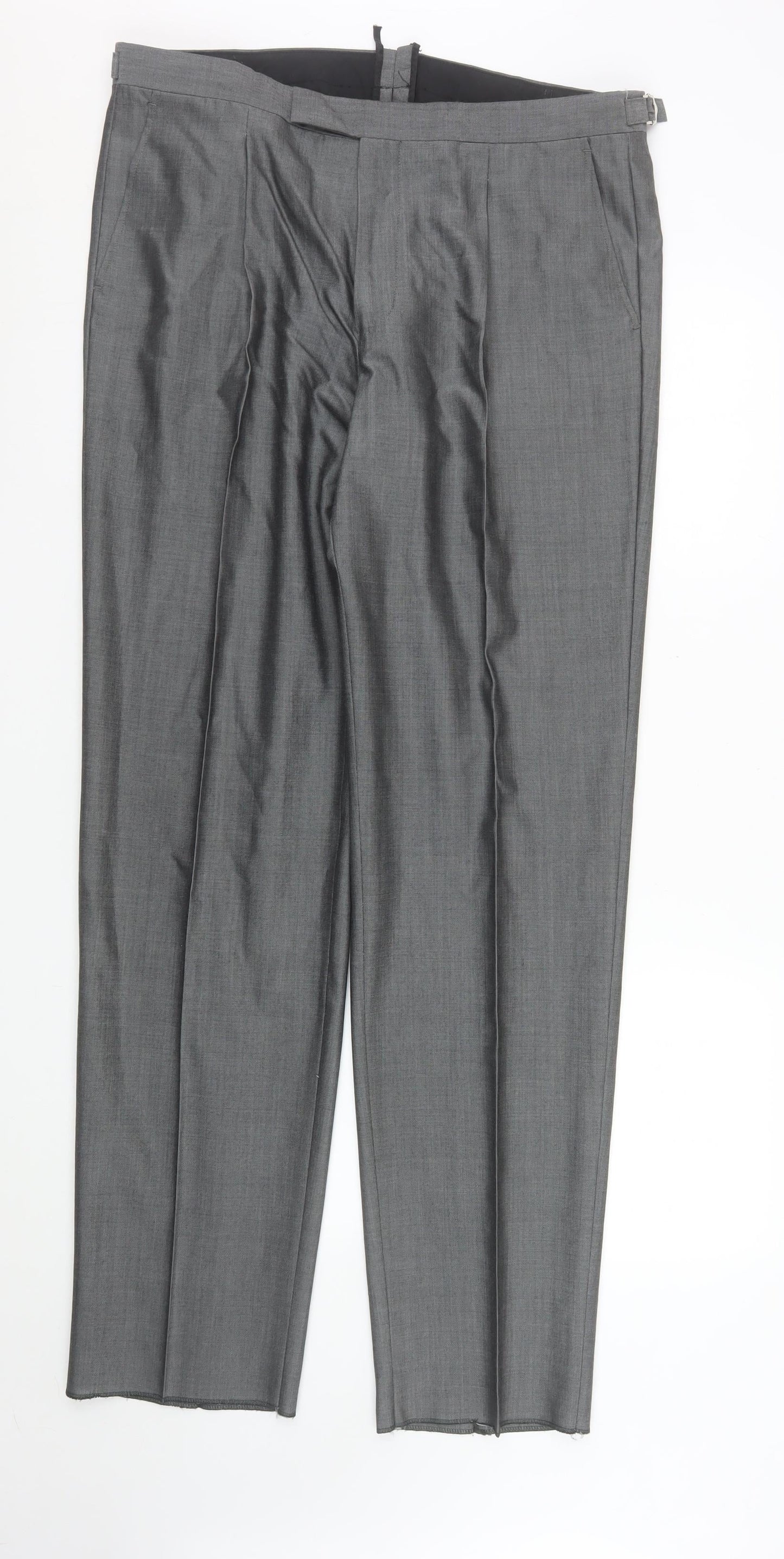 Mens UK Size L Torre Cerimonia Classic Fit Dress Pants Grey Trousers
