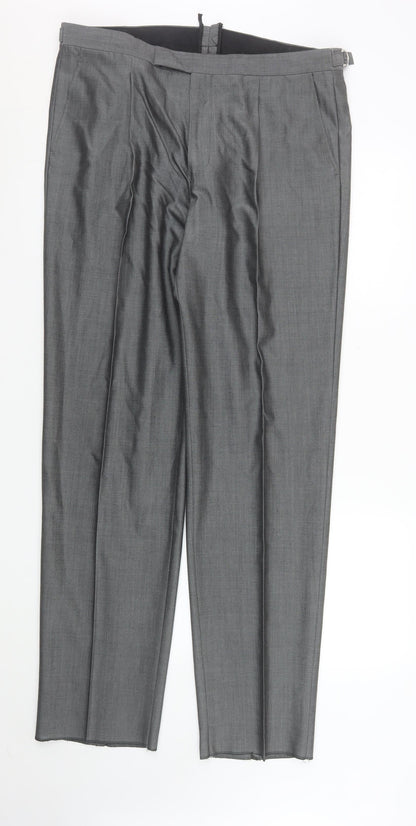 Mens UK Size L Torre Cerimonia Classic Fit Dress Pants Grey Trousers