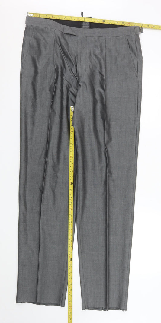 Mens UK Size L Torre Cerimonia Classic Fit Dress Pants Grey Trousers