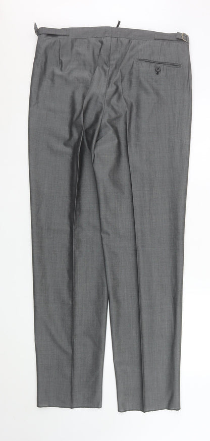 Mens UK Size L Torre Cerimonia Classic Fit Dress Pants Grey Trousers