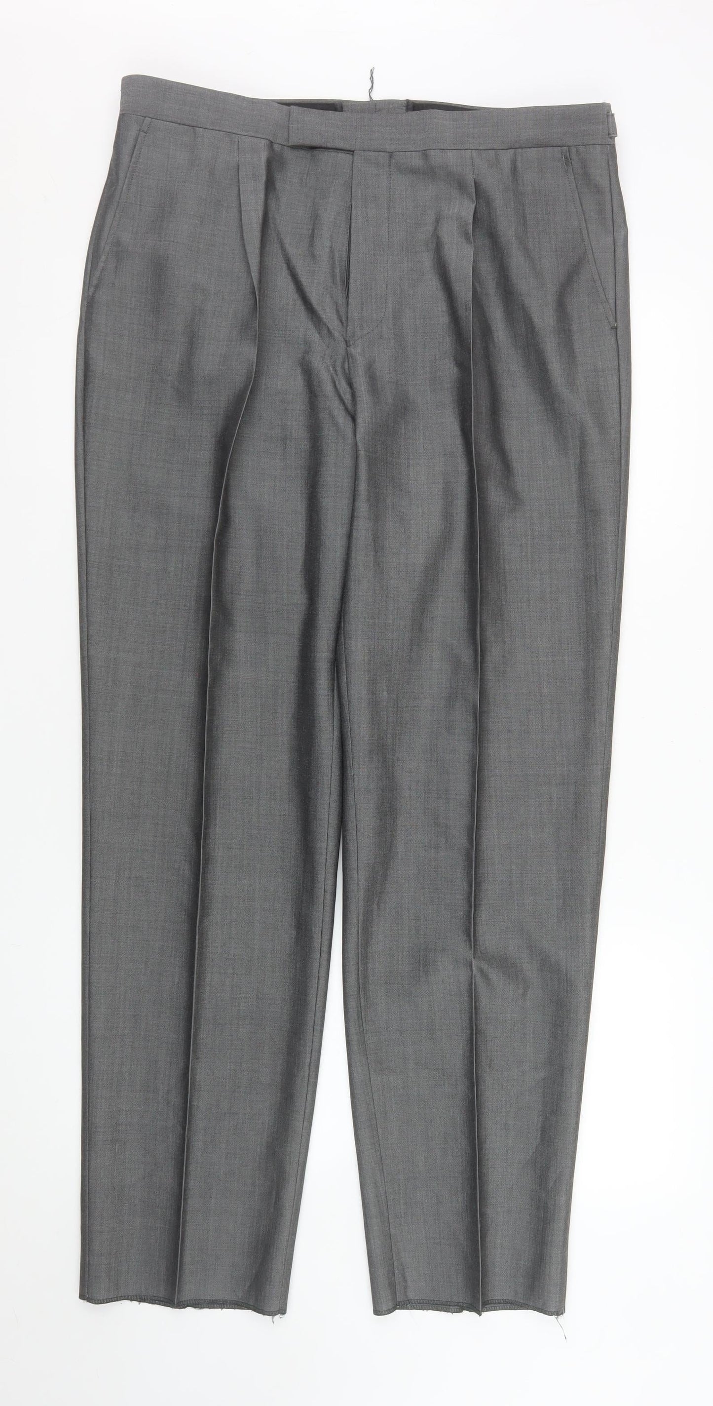 Mens UK Size L Torre Classic Fit Dress Pants Grey Trousers