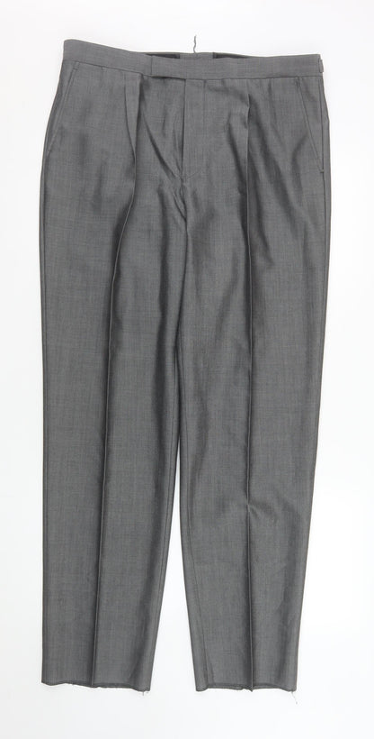 Mens UK Size L Torre Classic Fit Dress Pants Grey Trousers
