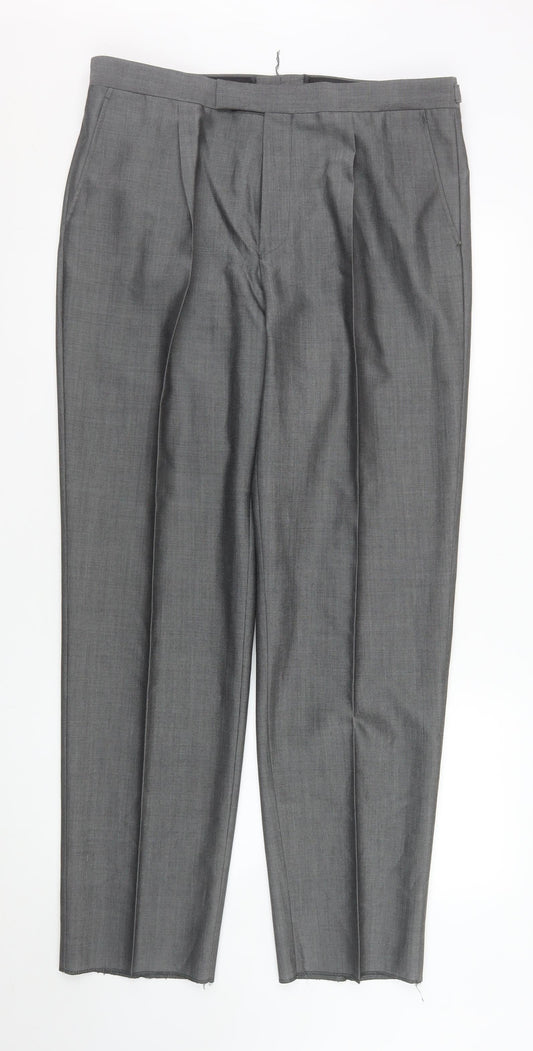 Mens UK Size L Torre Classic Fit Dress Pants Grey Trousers