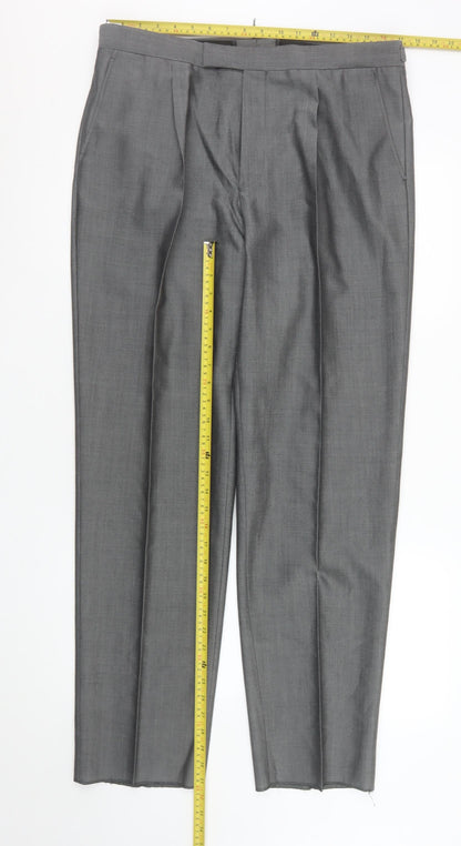 Mens UK Size L Torre Classic Fit Dress Pants Grey Trousers