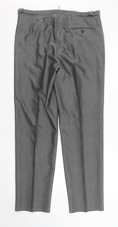 Mens UK Size L Torre Classic Fit Dress Pants Grey Trousers