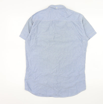 Diesel Men Blue Short Sleeve Button-Up Cotton Shirt S