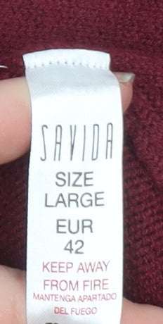 Womens UK Size 14 Savida Red Cardigan Jumper