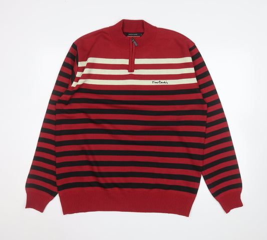 Mens UK Size L Pierre Cardin Red 1/2 Zip Sweatshirt