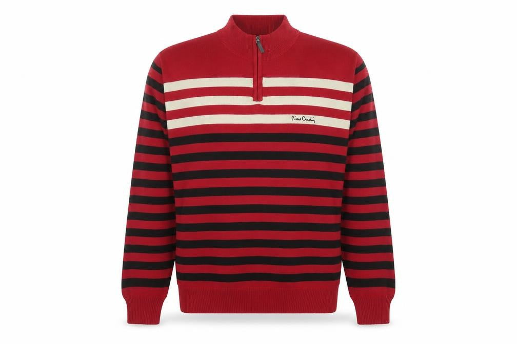 Mens UK Size L Pierre Cardin Red 1/2 Zip Sweatshirt