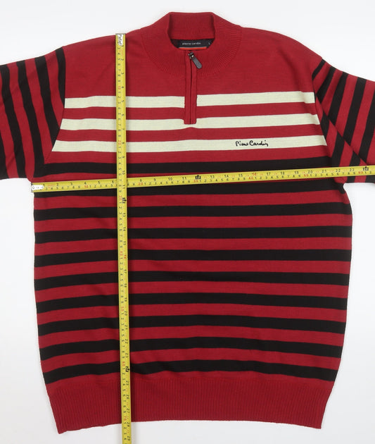 Mens UK Size L Pierre Cardin Red 1/2 Zip Sweatshirt