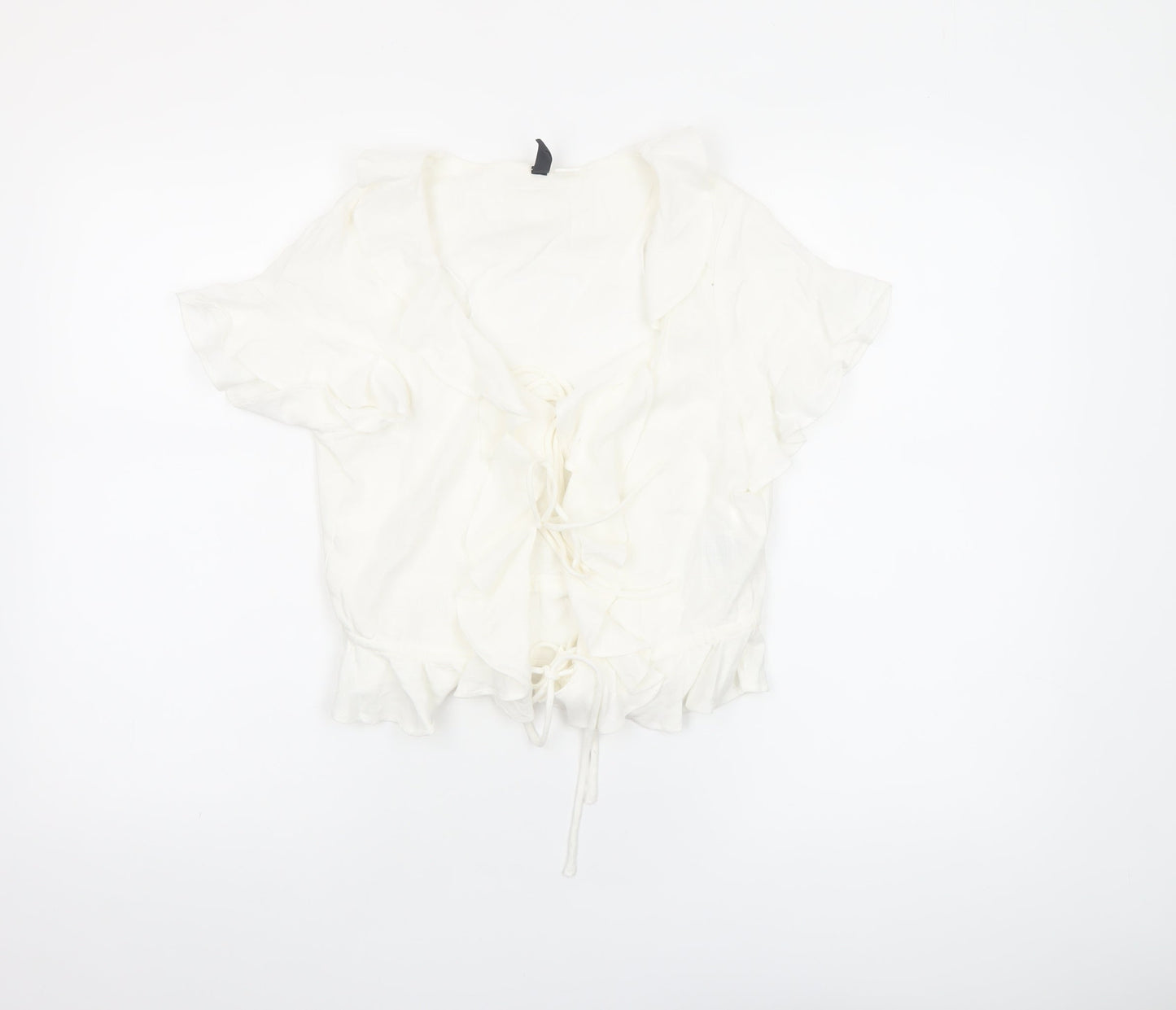 Womens UK Size 8 H&M Ivory Cropped Blouse