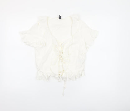 Womens UK Size 8 H&M Ivory Cropped Blouse