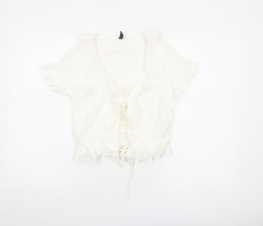 Womens UK Size 8 H&M Ivory Cropped Blouse