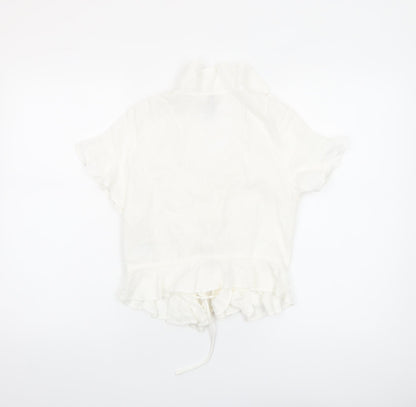 Womens UK Size 8 H&M Ivory Cropped Blouse