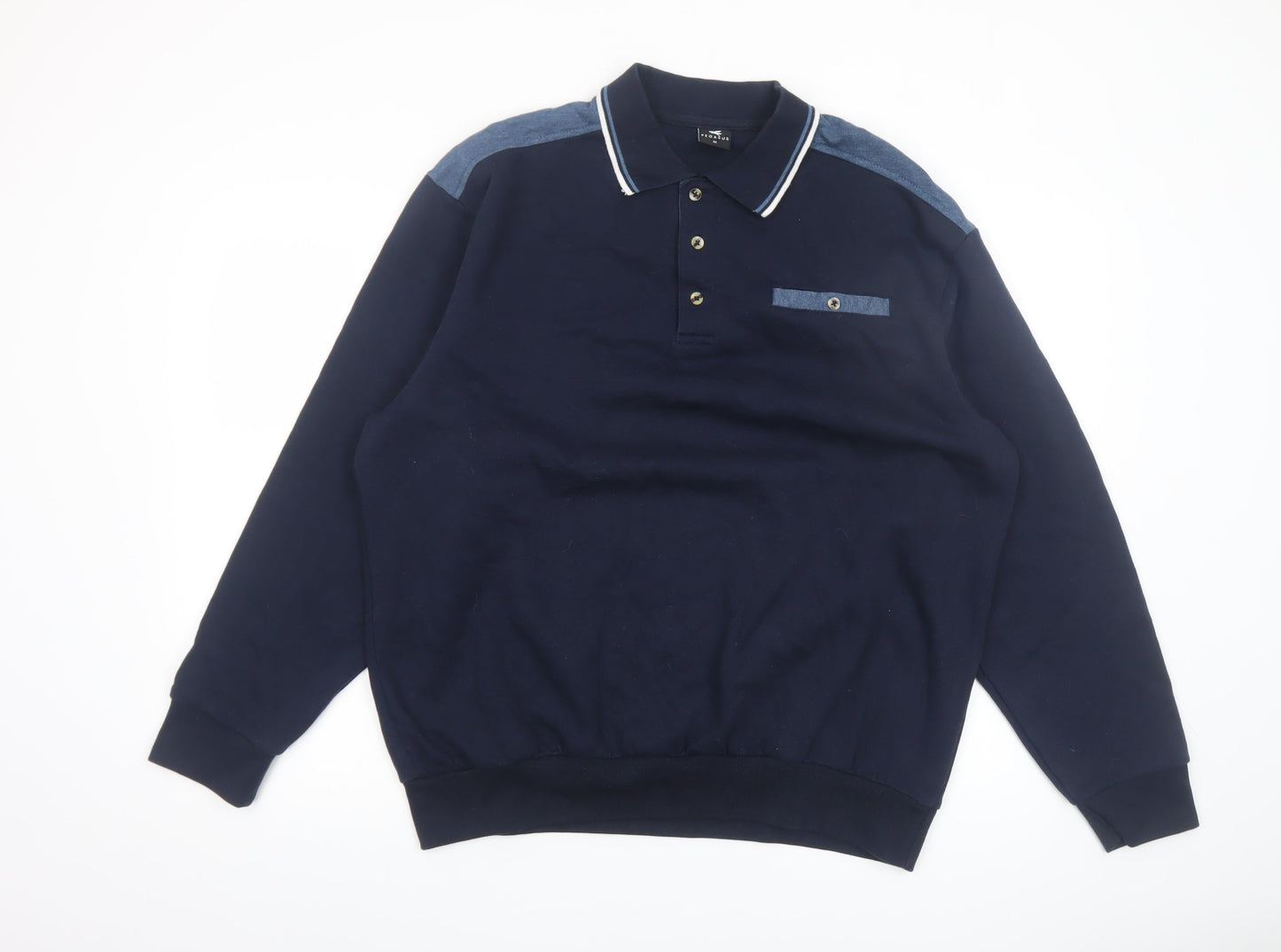 Mens UK Size M Pegasus Blue Henley Sweatshirt