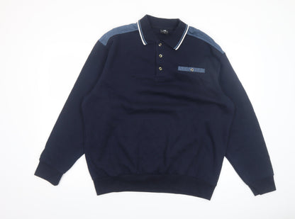 Mens UK Size M Pegasus Blue Henley Sweatshirt