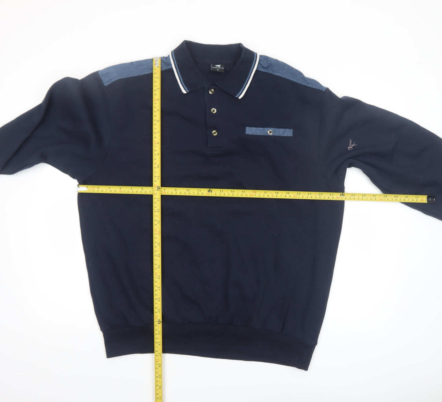 Mens UK Size M Pegasus Blue Henley Sweatshirt