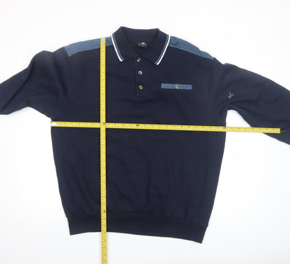 Mens UK Size M Pegasus Blue Henley Sweatshirt