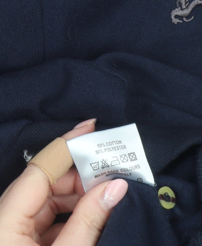 Mens UK Size M Pegasus Blue Henley Sweatshirt