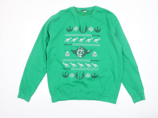 Mens UK Size L Star Wars Green Pullover Sweatshirt
