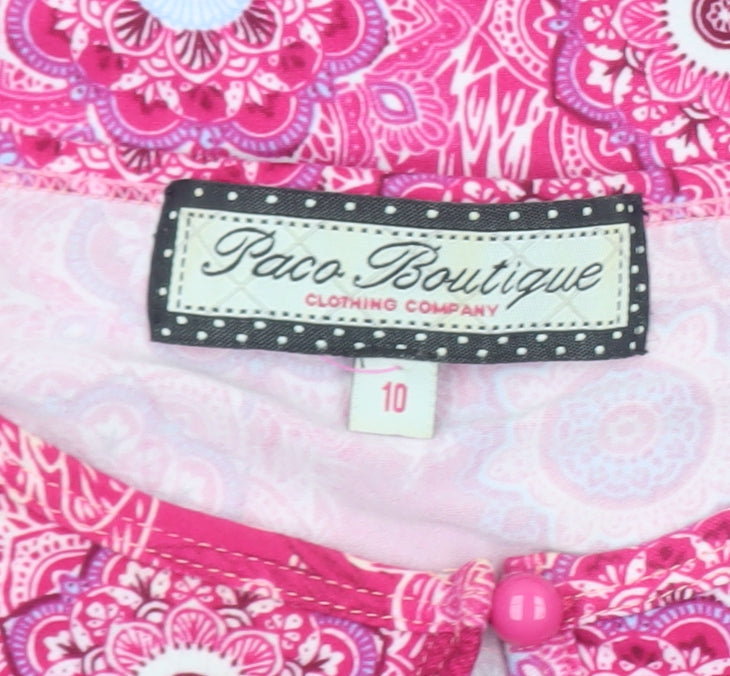 Womens UK Size 10 Paco Boutique Pink Tunic Blouse