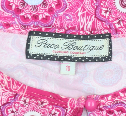 Womens UK Size 10 Paco Boutique Pink Tunic Blouse