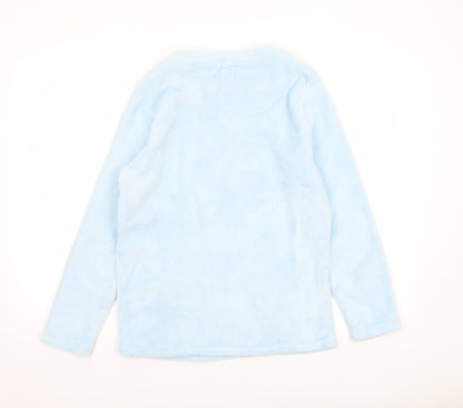 Disney Stitch Blue Fleece Women's Long Sleeve Nightshirt Size 10-12