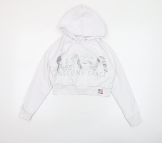 Girls UK Size 13-14 Years Cool Club White Pullover Hoodie