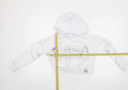 Girls UK Size 13-14 Years Cool Club White Pullover Hoodie