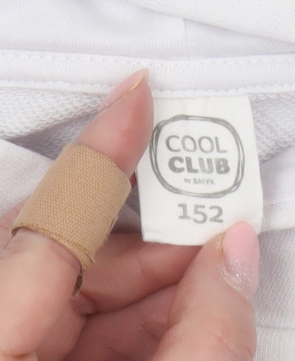 Girls UK Size 13-14 Years Cool Club White Pullover Hoodie