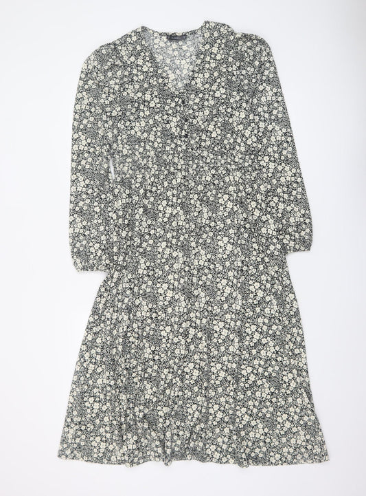 Dunnes Women’s Black Floral A-Line Midi Dress Size S