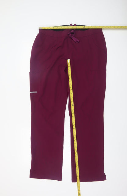 Womens UK Size L Skechers Regular Fit Workwear Casual Travel Red Trousers