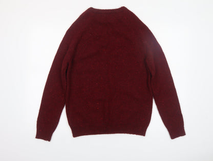Mantaray Men's Red Wool Blend Crew Neck Jumper Size S