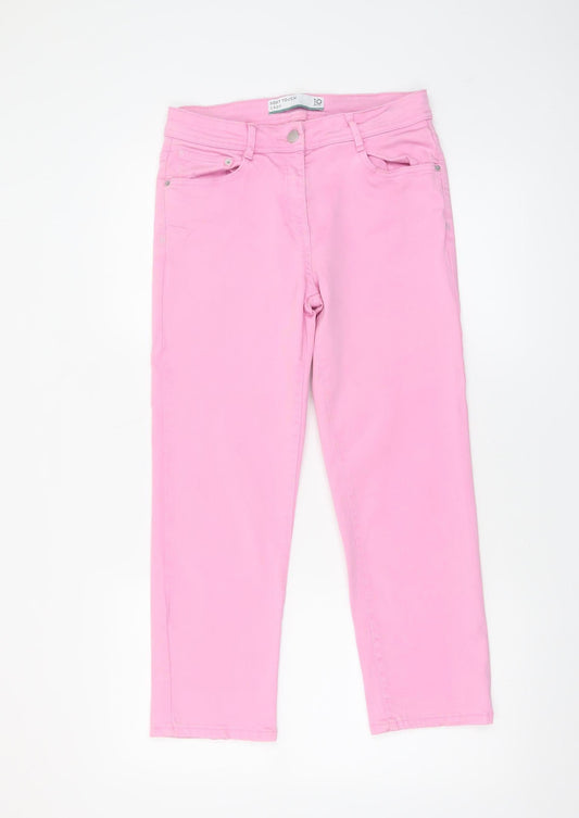 Womens UK Size 10 NEXT Slim Fit Straight Pink Jeans