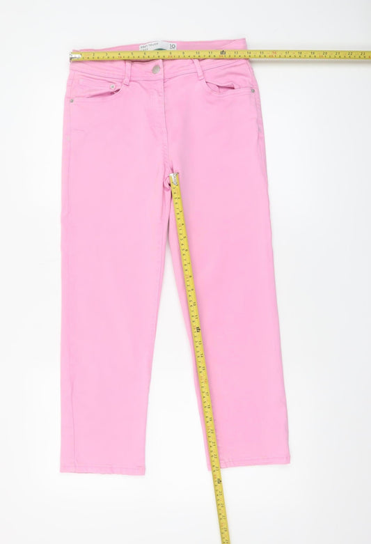 Womens UK Size 10 NEXT Slim Fit Straight Pink Jeans