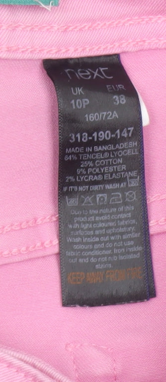 Womens UK Size 10 NEXT Slim Fit Straight Pink Jeans