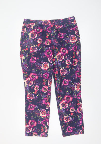 Monsoon Women’s Multicoloured Floral Cropped Stretch Trousers Size 12
