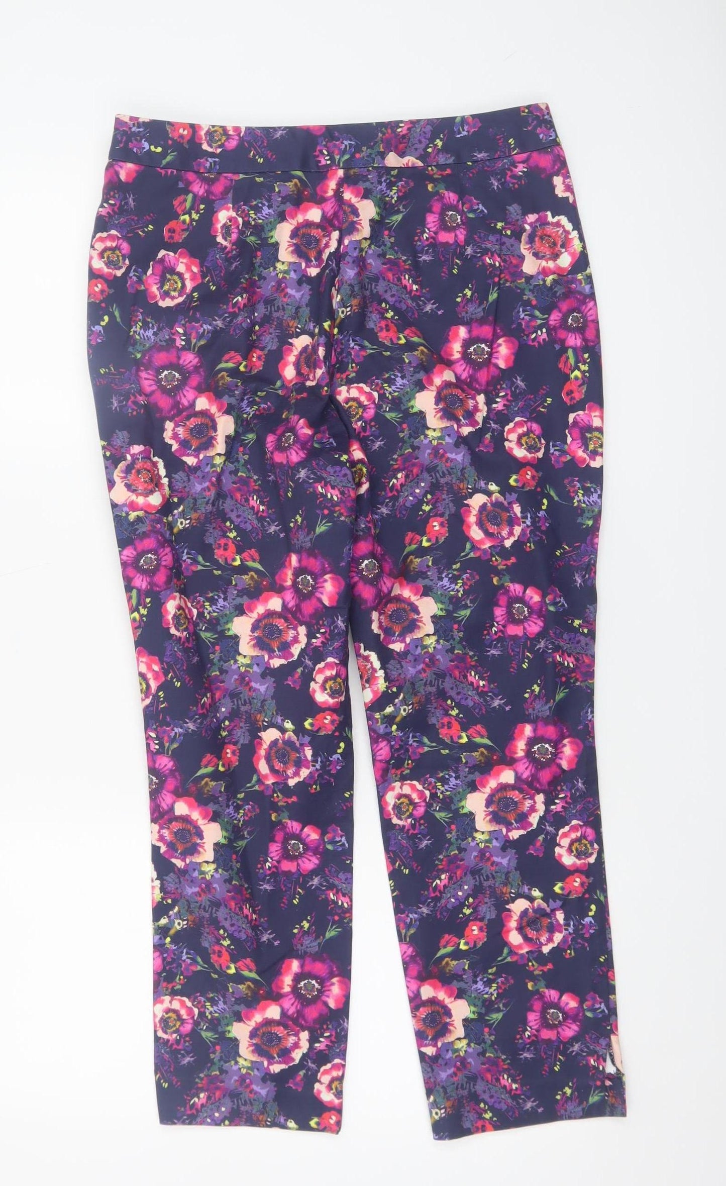Monsoon Women’s Multicoloured Floral Cropped Stretch Trousers Size 12