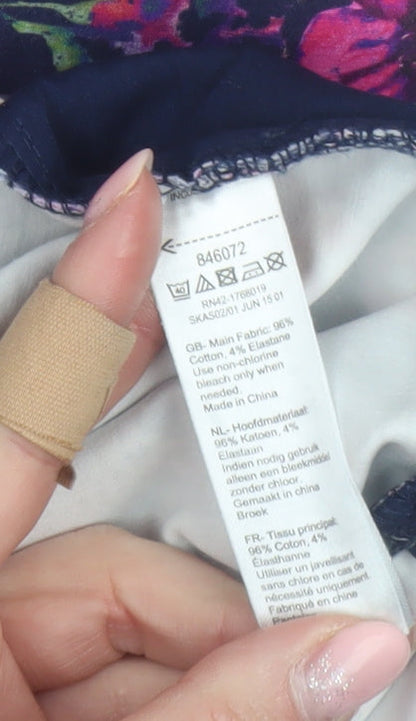 Monsoon Women’s Multicoloured Floral Cropped Stretch Trousers Size 12