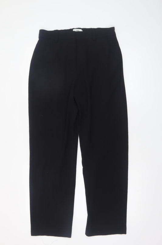 Marks and Spencer Women’s Black Size 12 Regular Straight Leg Stretch Trousers