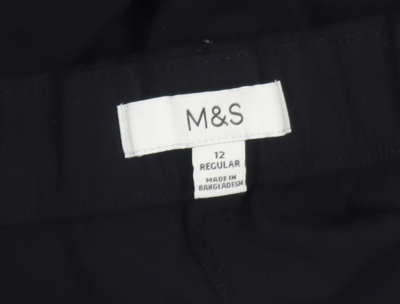 Marks and Spencer Women’s Black Size 12 Regular Straight Leg Stretch Trousers