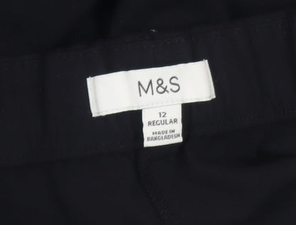 Marks and Spencer Women’s Black Size 12 Regular Straight Leg Stretch Trousers