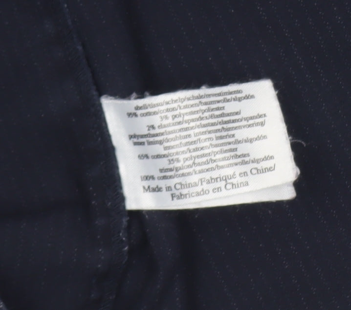 Laura Ashley Women's Blue Cotton Blend Pinstripe Knee Length Pencil Skirt Size 14