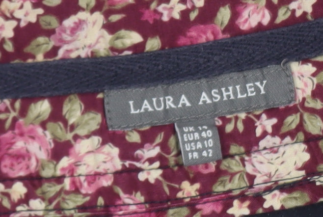 Laura Ashley Women's Blue Cotton Blend Pinstripe Knee Length Pencil Skirt Size 14