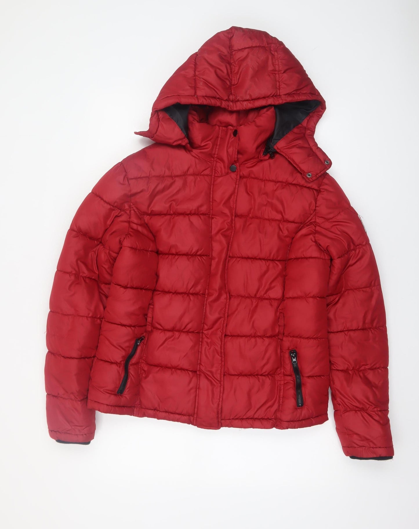 Springfield Women Red Hooded Puffer Jacket Size 16 Quilted Winter Coat