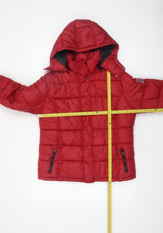 Springfield Women Red Hooded Puffer Jacket Size 16 Quilted Winter Coat