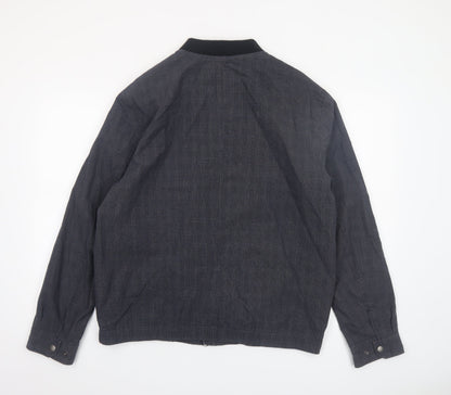 Red Herring Men's Grey Cotton Bomber Jacket Size L Casual Zip Twill