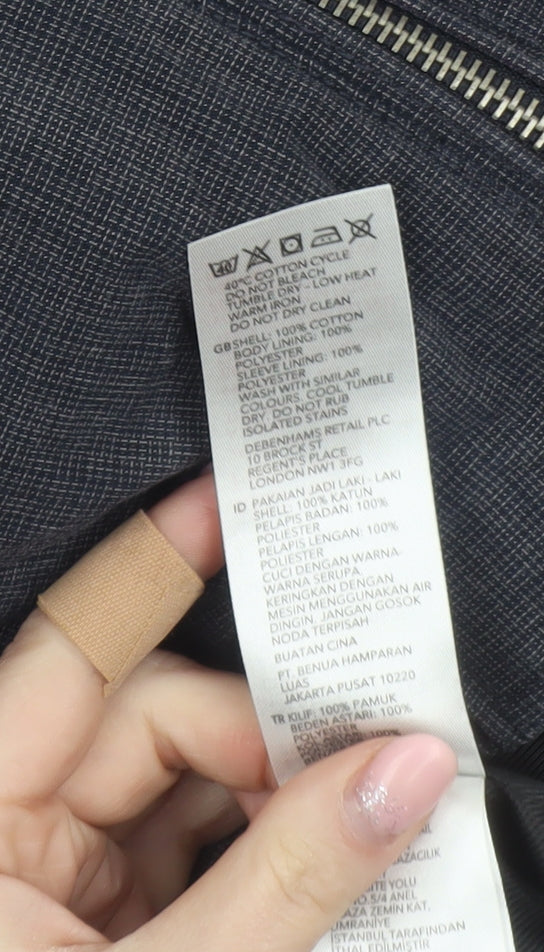 Red Herring Men's Grey Cotton Bomber Jacket Size L Casual Zip Twill