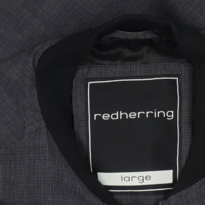 Red Herring Men's Grey Cotton Bomber Jacket Size L Casual Zip Twill